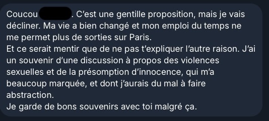 « J'ai un souvenir d'une discussion à propos des violences sexuelles et de la présomption d'innocence, qui m'a beaucoup marquée »