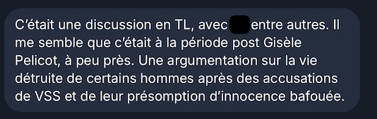 « Une argumentation sur la vie détruite de certains hommes après des accusations de VSS et de leur présomption d'innocence bafouée.»